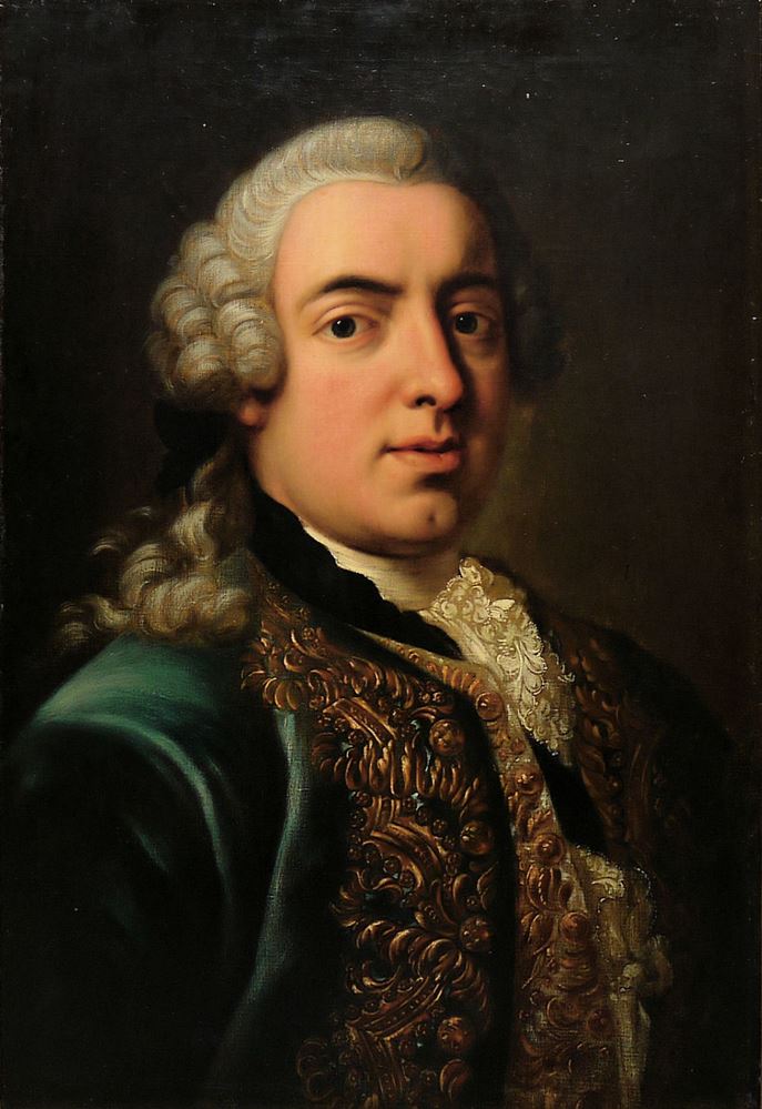 0729-Porträtist um 1760, Halbporträt des "I. Geog Hoerwart" (Hörwarth (Herwart) von Hohenburg), Ölgemälde, in altem Goldstuckrahmen – Bild 2