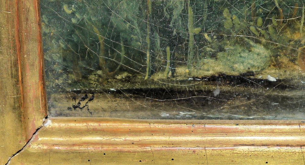 0737-Rottmann, wohl Carl, Grande Cascata di Tivoli (Wasserfall in Tivoli), kleines Ölgemälde um 1826/27, alt gerahmt – Bild 2