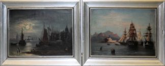 0746-J. Spohler, "Amsterdam" & "Le Havre", zwei Ölgemälde / Gegenstücke um 1900, gleich gerahmt