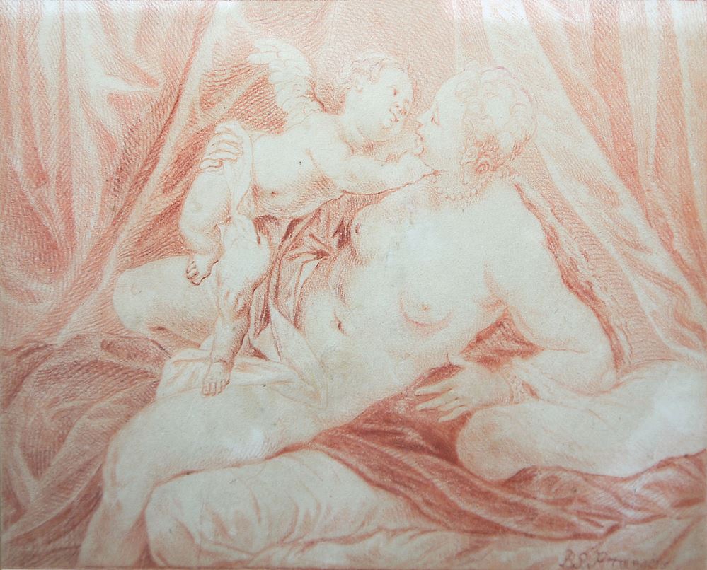 0747-Bartholomäus Spranger, Venus und Amor, Rötelzeichnung – Bild 2