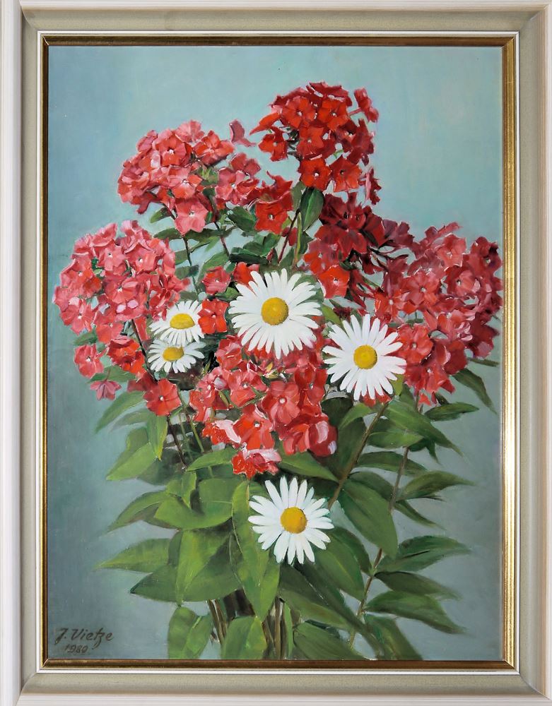 0755-Joseph Vietze, Blumen, Pilze u.a., drei Ölgemälde mittleren Formates, gerahmt – Bild 3
