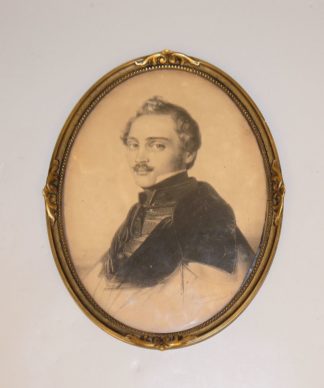 0764-Franz Xaver Winterhalter, Porträt des Leonhard Schmidtner, bedeutender deutscher Architekt des 19. Jhs. (Landshut), Lithographie in alter Goldstuckrahmung