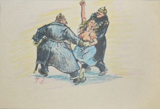 0767-Heinrich Zille, Mutter mit Kindern & Wilde Frau mit zwei Polizisten, Farblithographie & kolorierte Lithographie, sign.