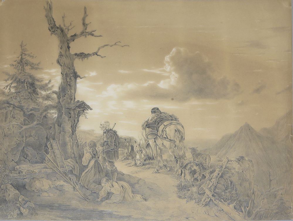 0769-Konvolut von 5 Zeichnungen des 18./19. Jahrhunderts, u.a. Albert Venus und Josef von Schlögl – Bild 2