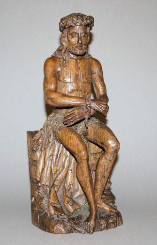 0772-Christus in der Rast, qualitätvolle Skulptur aus Eichenholz, Flandern 16. Jh. (Christus op den kouden steen), aus altem süddeutschem Privatbesitz