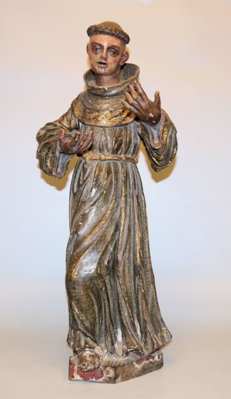 0774-Heiliger Franziskus von Assisi, barocke Holzskulptur, wohl Spanien um 1650