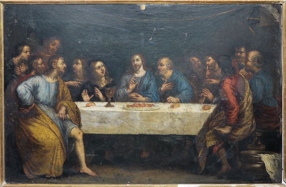0775-Das letzte Abendmahl und der gefesselte Christus, zwei Andachtsbilder, wohl Italien um 1700 – Bild 2