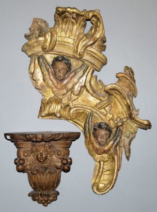 0786-Barockes Putten- Wandrelief & Putten- Wandpodest, beides 18. Jh.