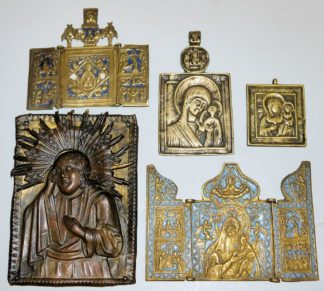 0788-Fünf orthodoxe Metall-Ikonen, Russland 18./19. Jh.