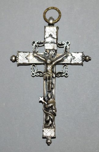 0789-Ein silbernes Tragekreuz, wohl alpenländisch 18./19. Jh.