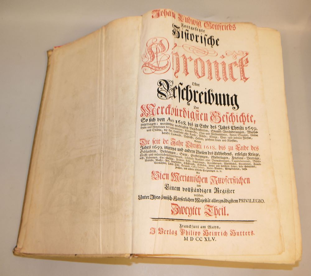 0815-Johann Ludwig Gottfried Historische Chronik, 3 Bde., 1753-59 mit zahl. Stichen von Merian – Bild 3