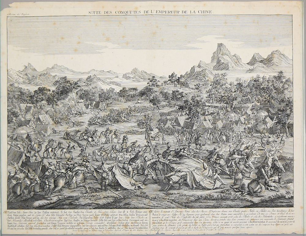0818-Zwei seltene Kupferstiche aus der "Suite des conquêtes de L'empereur de la Chine", Frankreich/ China 1765 - 1774 – Bild 2