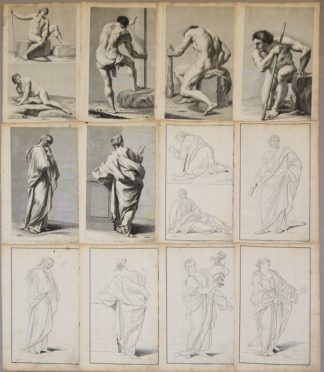 0819-G. M. Preißler u.a., 12 Kupferstiche/ Radierungen mit Körper- und Gewandstudien, Zeichenvorlagen für Kunstakademien des 18. Jhs.