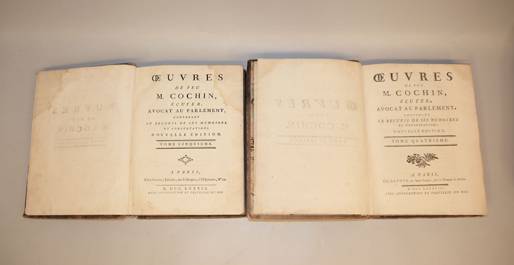 0822-Oeuvres de feu M. Cochin, écuyer, avocat au parlement, contenant le recueil de ses mémoires et consultations, 1771-89, 4 Bde. – Bild 3