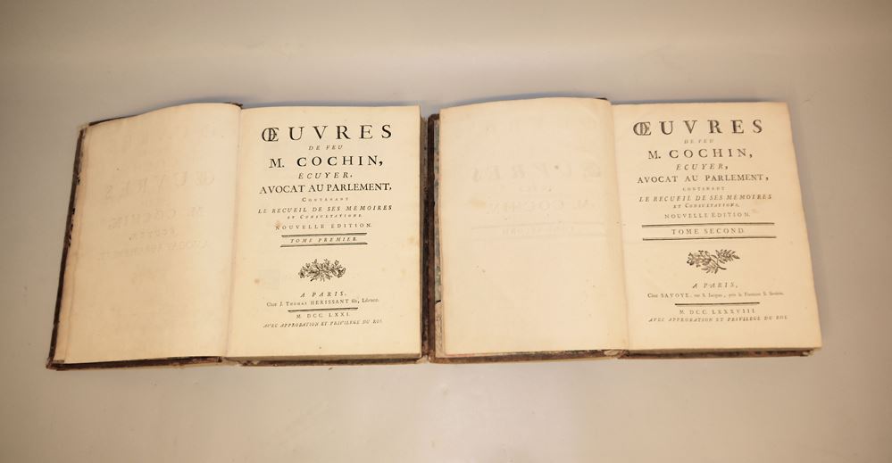 0822-Oeuvres de feu M. Cochin, écuyer, avocat au parlement, contenant le recueil de ses mémoires et consultations, 1771-89, 4 Bde. – Bild 4