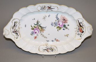 0849-Porzellanplatte mit Vögeln und Blumen, Kgl. Meißen, Mitte 18. Jh. und Porzellanteller mit deutschen Blumen, KPM-Berlin, 1. H. 19. Jh.