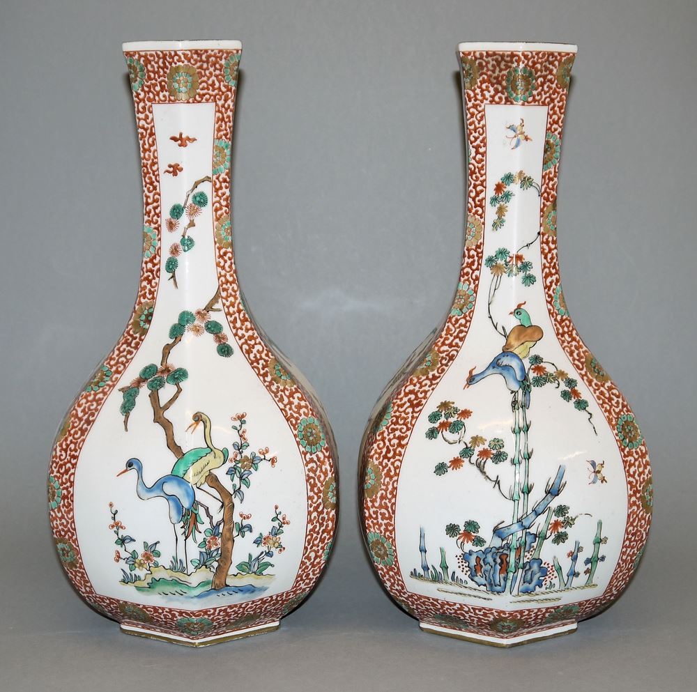 0866-Paar große Flaschenvasen im Kakiemon-Stil von Samson, Paris um 1900 – Bild 2