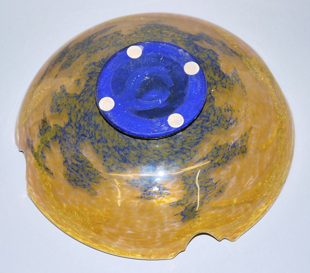 0911-Weite Fußschale des Jugendstils von Muller Frères, Lunéville um 1925 – Bild 2