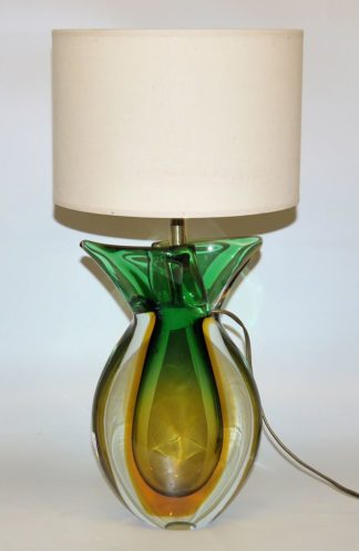 0917-Große Sommerso-Vase als Tischleuchte, Murano, Italien um 1960