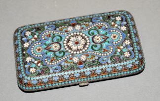 0928-Russische Tabakdose in Cloisonné, gemarkt Ovchinnikov