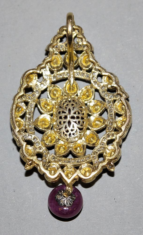 0937-Viktorianischer-Anhänger mit Diamanten und Rubinen, Moghul-Stil – Bild 2
