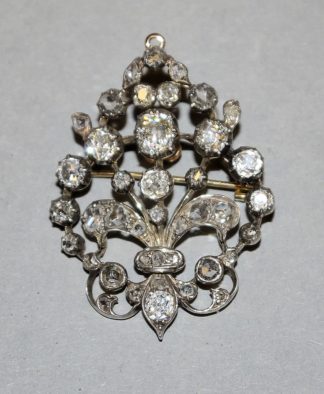 0938-Anhänger-/Brosche mit Altschliff-Diamanten, Gold, spätes 19. Jh.