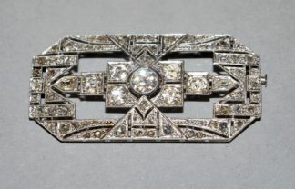 0940-Diamantbrosche des Art Déco, Gold um 1920