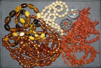 0990-Slg. Korallen-, Bernstein- und Perlenschmuck, Silber