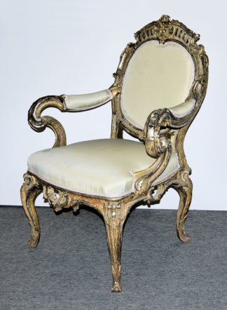1030-Prachtvoller Sessel des Rokoko, gefertigt im Auftrag von Friedrich II. von Preußen für das Stadtschloss Potsdam um 1745