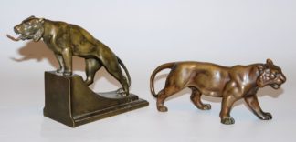 1073-Zwei Raubkatzen aus Bronze um 1900