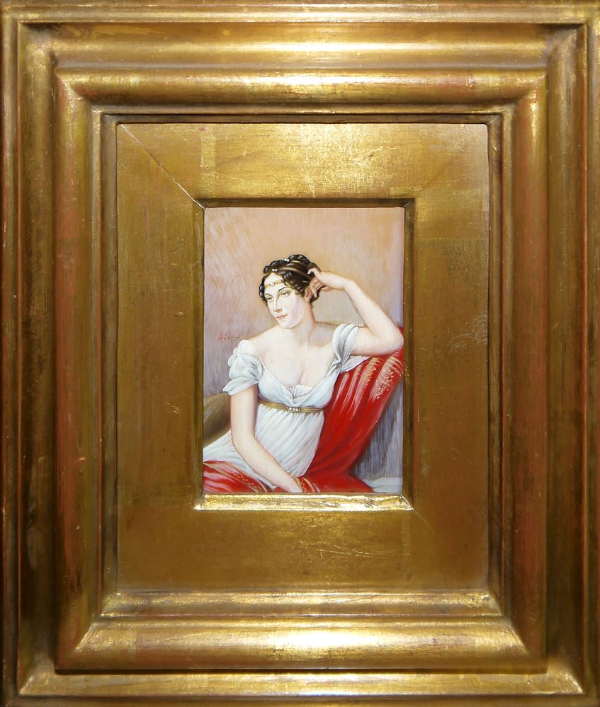 1094-Zwei feine Miniaturen: Porträt Lady Jane Erskine, nach Joseph Karl Stieler und Josephine de Beauharnais nach Francois Gérard, frühes 20. Jh., gerahmt – Bild 2