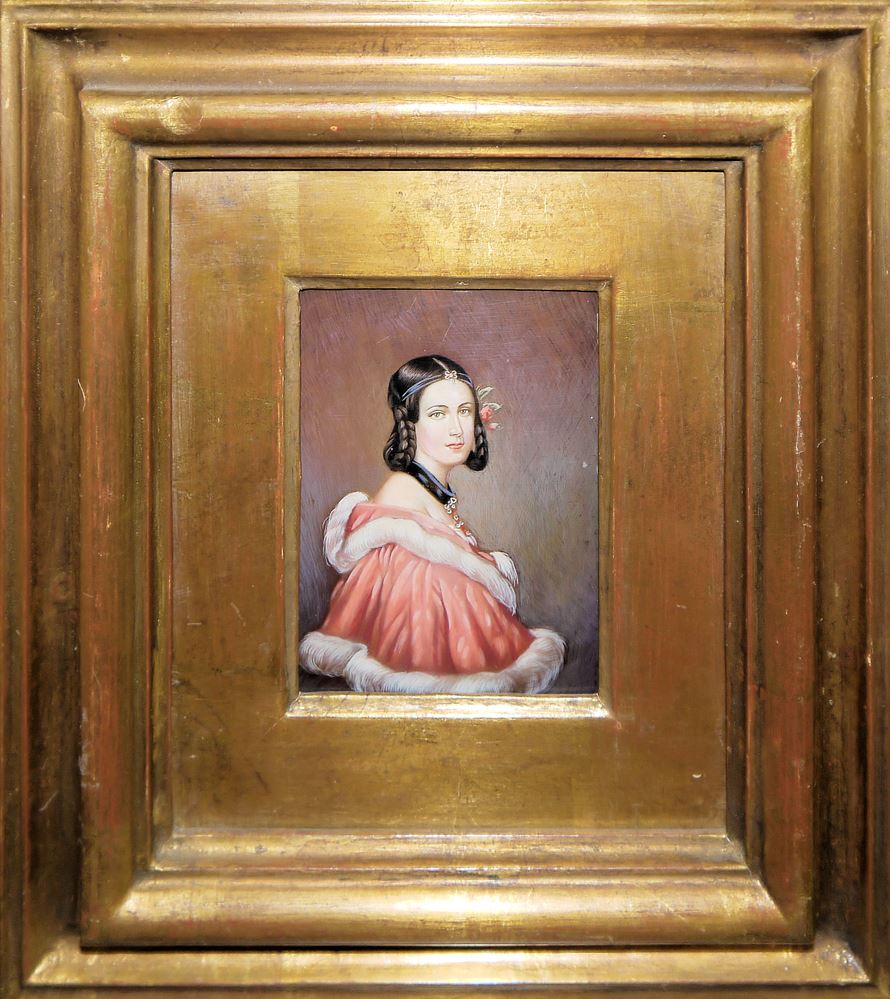 1094-Zwei feine Miniaturen: Porträt Lady Jane Erskine, nach Joseph Karl Stieler und Josephine de Beauharnais nach Francois Gérard, frühes 20. Jh., gerahmt – Bild 3