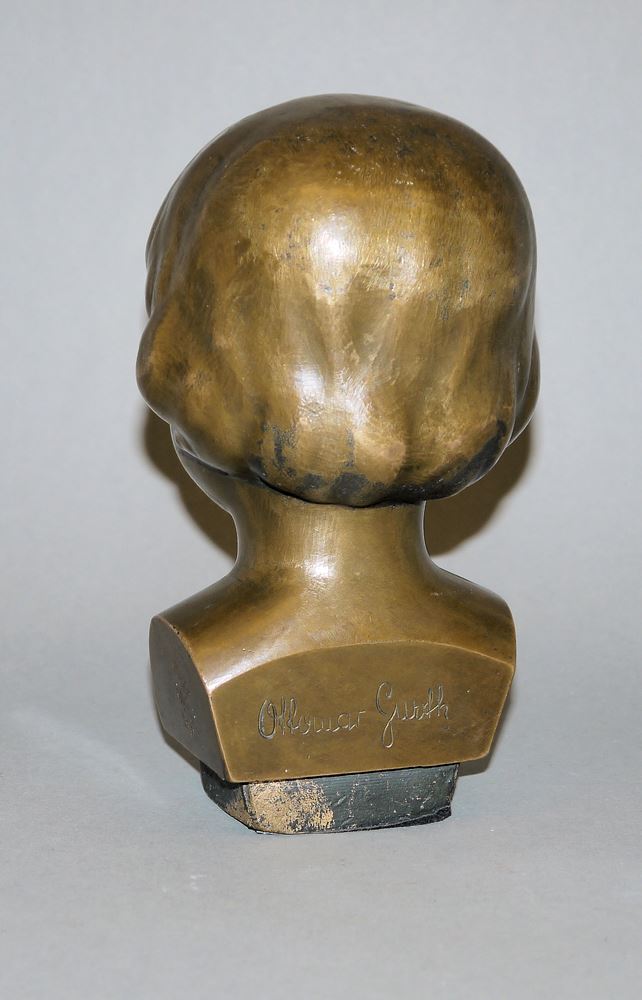 1115-Rarität für Schildkrötpuppen- Sammler:innen: Ottomar Gurth, Büste eines Kindes ("Brustblattkopf"), seltene Bronzeplastik um 1910 – Bild 2