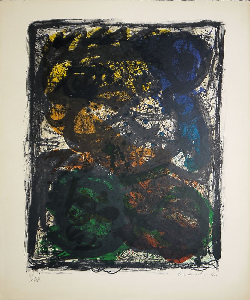 0010-Pierre Alechinsky, Pays Noir, signierte Farblithographie von 1962