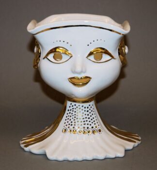 0020-Bele Bachem, Damenbüste, Keramik-Vase mit Goldzier