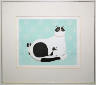 0022-Jan Balet, Katzen und Café-Extra, 2 signierte Farblithographien, gerahmt