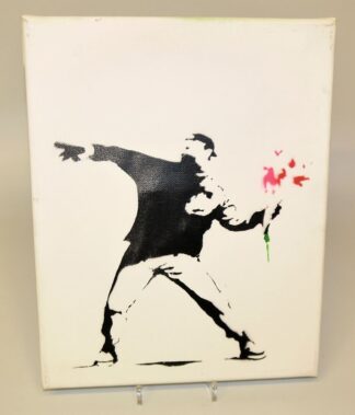 0023-Banksy, Dismal Canvas, Flower Thrower, Dismaland, Pochoir von 2015