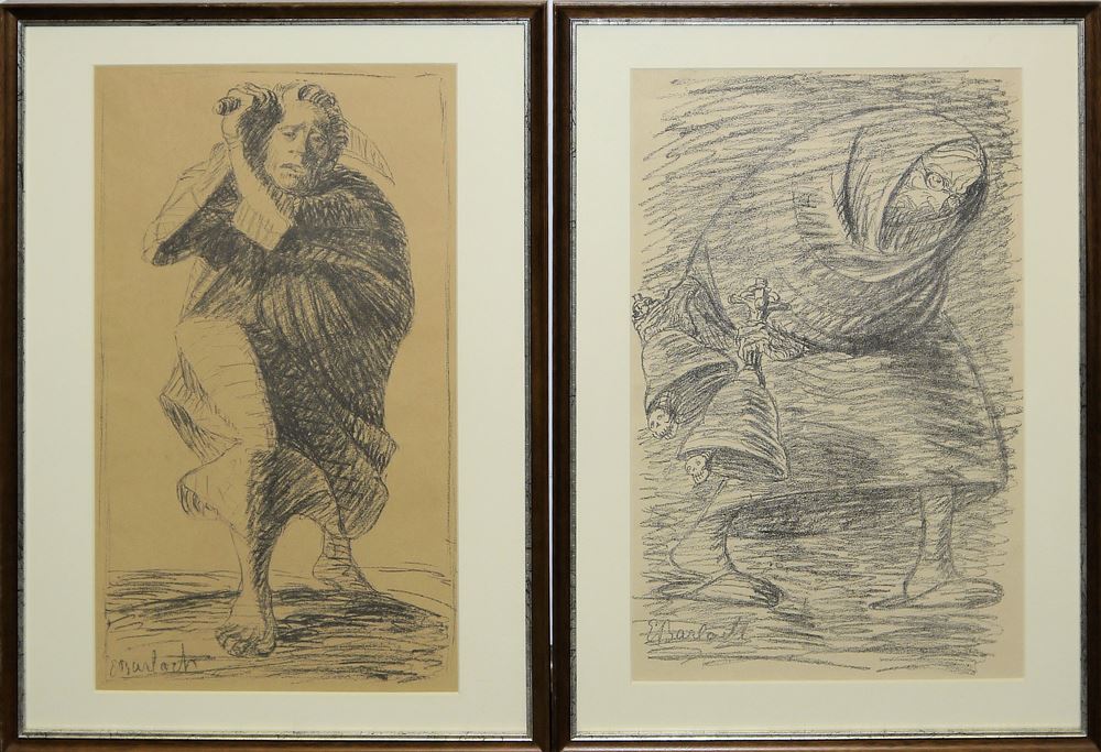 0028-Ernst Barlach, "Der Heilige Krieg", "Erst Sieg, dann Frieden!", "Evakuierung" und "Die Bethlehem Steel-Company", vier Lithographien von 1914/15, gerahmt - Image 3