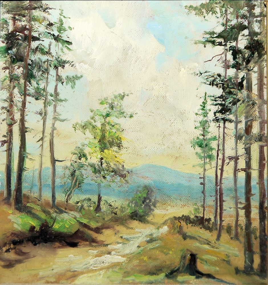 0030-Ferdinand Barth, Bachlandschaft, Ölgemälde & "Melibokus" (Berg bei Darmstadt), Ölgemälde mit fürstlichem Monogramm (wohl Haus Hessen), beide gerahmt - Image 6