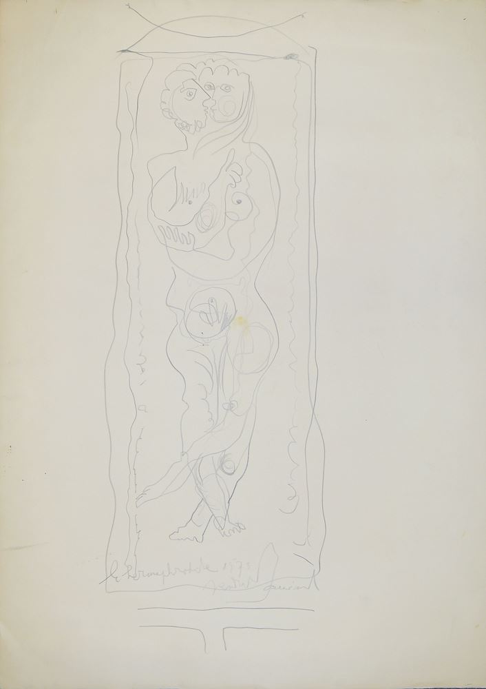 0031-Mannheimer Künstler: Rudi Baerwind, 2 Zeichnungen und 1 Holzschnitt sowie Peter Schnatz, 2 Farblithographien, 1970er Jahre - Image 5