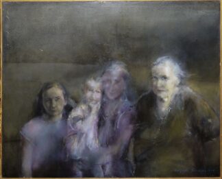 0033-Malgorzata Basinska, Familien-Generation, großes Ölgemälde von 1981, gerahmt