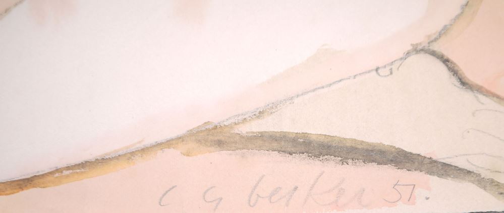 0037-Walter Becker, Leda und der Schwan, Aquarell von 1951 – Bild 2