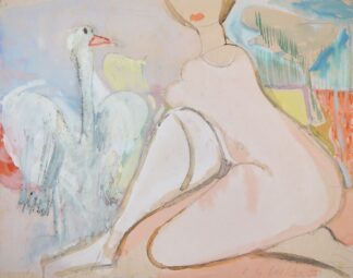 0037-Walter Becker, Leda und der Schwan, Aquarell von 1951