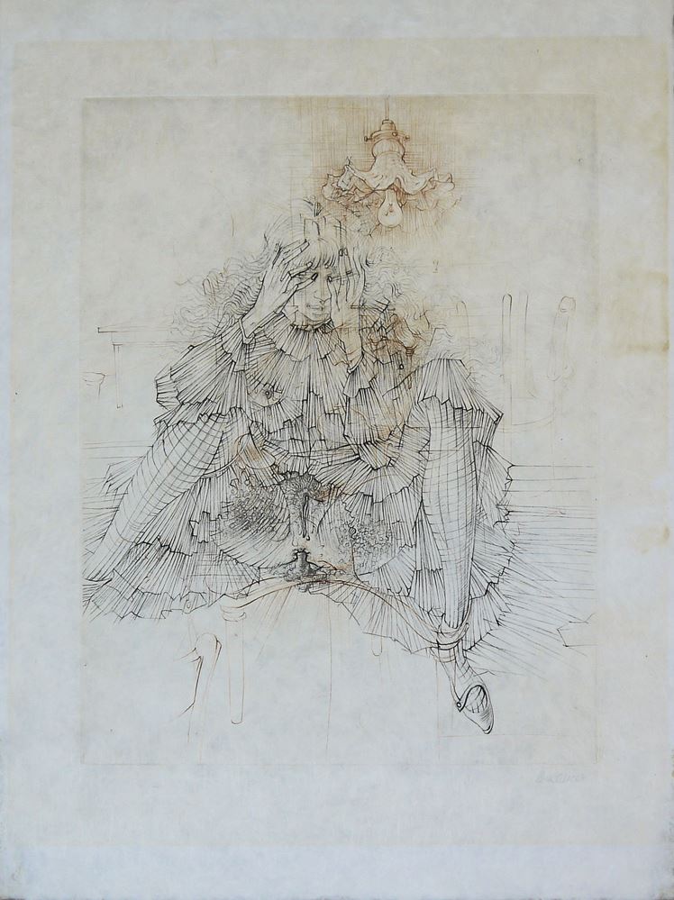 0040-Hans Bellmer, "Les Infortunes de la Vertu", Farbradierung von 1968 & Mac Zimmermann, "Im Schatten der Großen Ruinen", signierte Lithographie von 1949 sowie o.T., signierte Lithographie, 3 Arbeiten – Bild 2