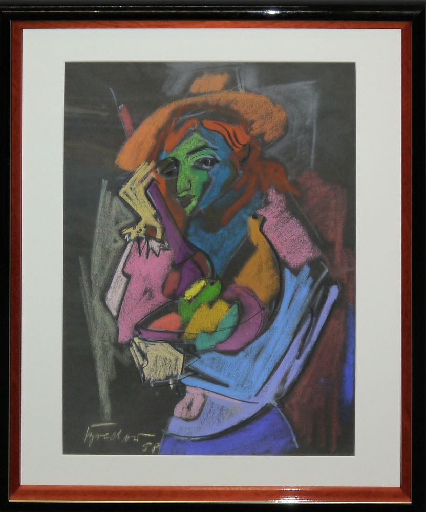 0056-Rudolf Ernst Bredow, zwei Frauenportrats, Pastelle von 1958, ansprechend gerahmt – Bild 4