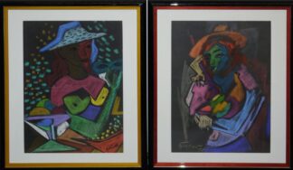 0056-Rudolf Ernst Bredow, zwei Frauenportrats, Pastelle von 1958, ansprechend gerahmt