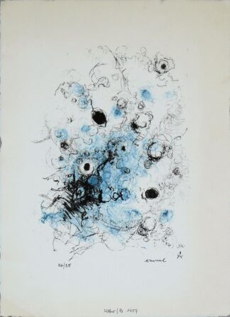 0072-Rolf Cavael, "Informel", sign. Farblithographie von 1959 & lithographischer, sign. Neujahrswunsch 1959/60