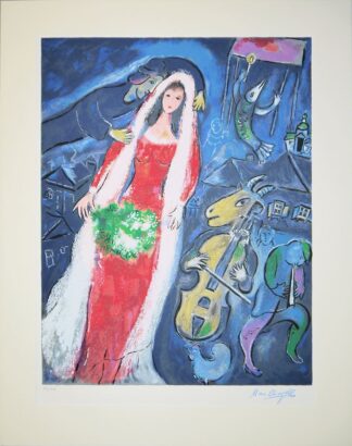 0074-Marc Chagall, "Les Maries Au Village", große Farbserigraphie