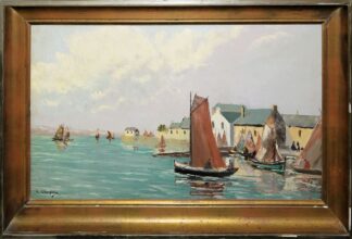 0075-Christo Charpides, Vue des Martigues- "Miroir aux Oiseaux"/ Südfrankreich, Ölgemälde um 1940, gerahmt