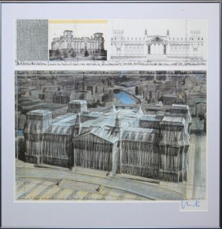 0077-Christo, "Wrapped Reichstag", große signierte Farboffsetlithographie, galeriegerahmt